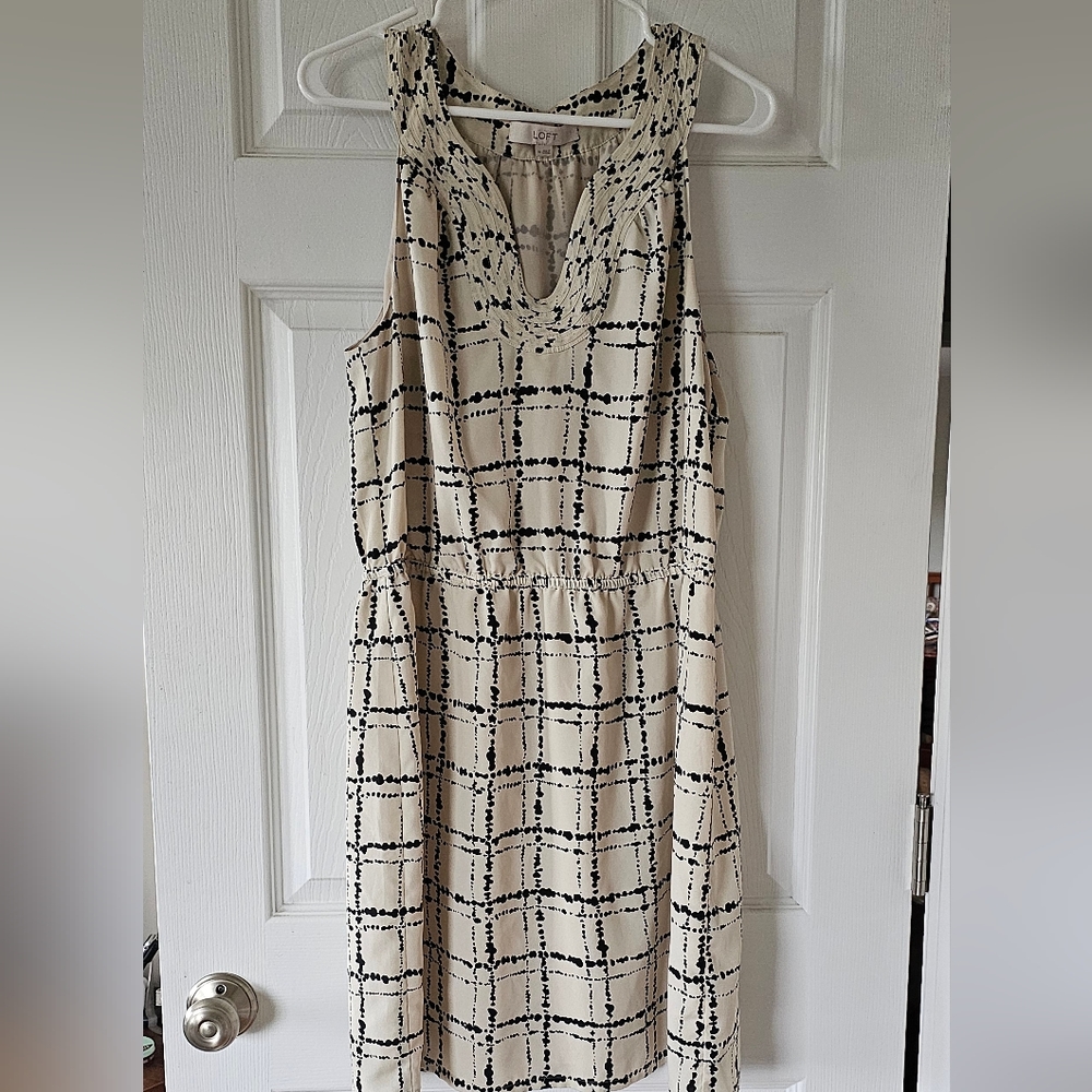 Ann Taylor Loft Black and Cream Fully Lined Dress Size 14